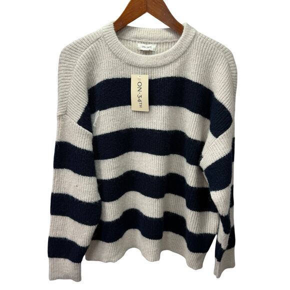 Macy's On 34th Plus Sweater 1X Striped Preppy NEW #G713-B - Picture 1 of 7